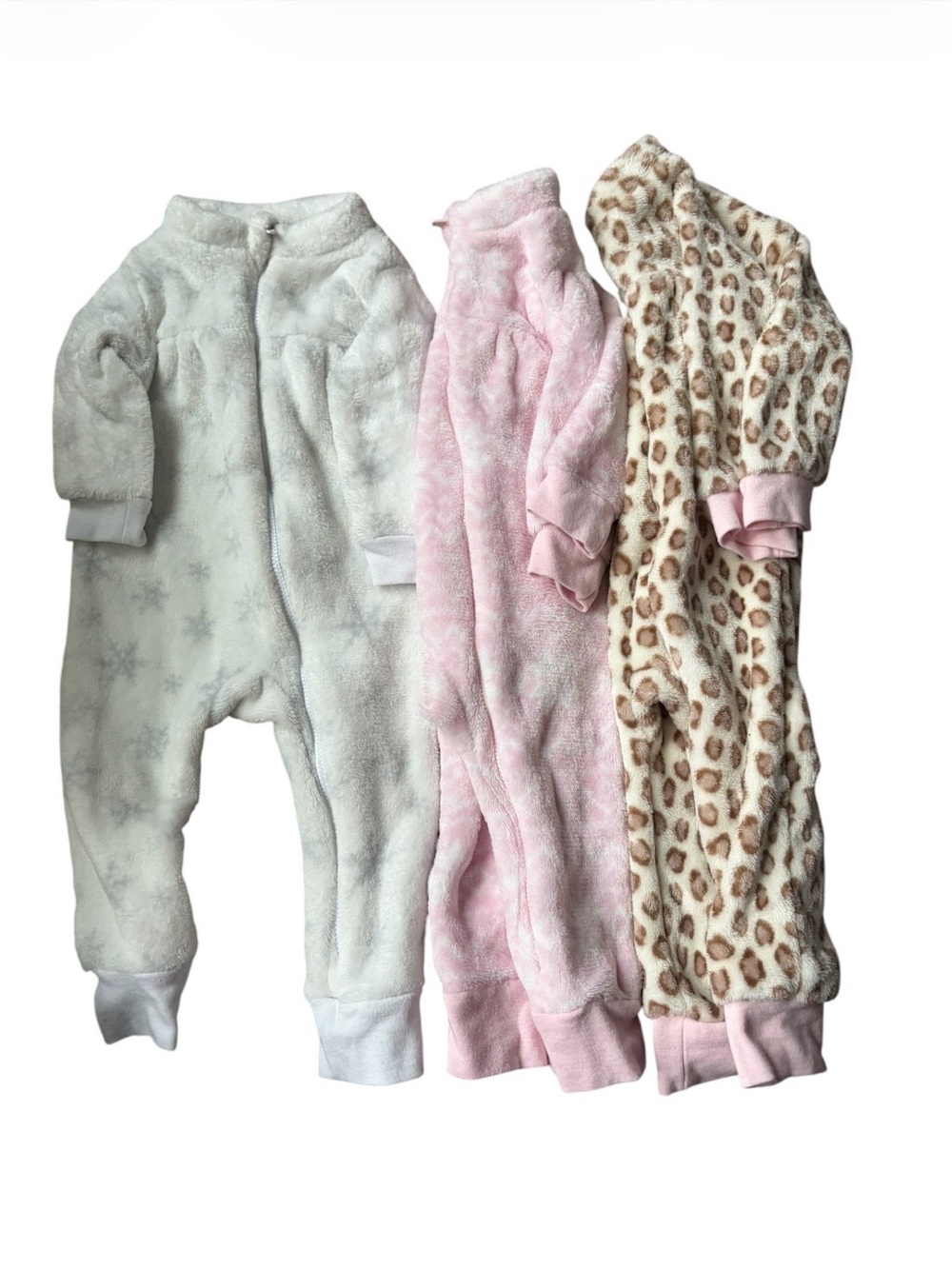 Like New! Hudson Baby Baby Girl Plush Zipper Jumpsuits Bundle Size 9-12 Months